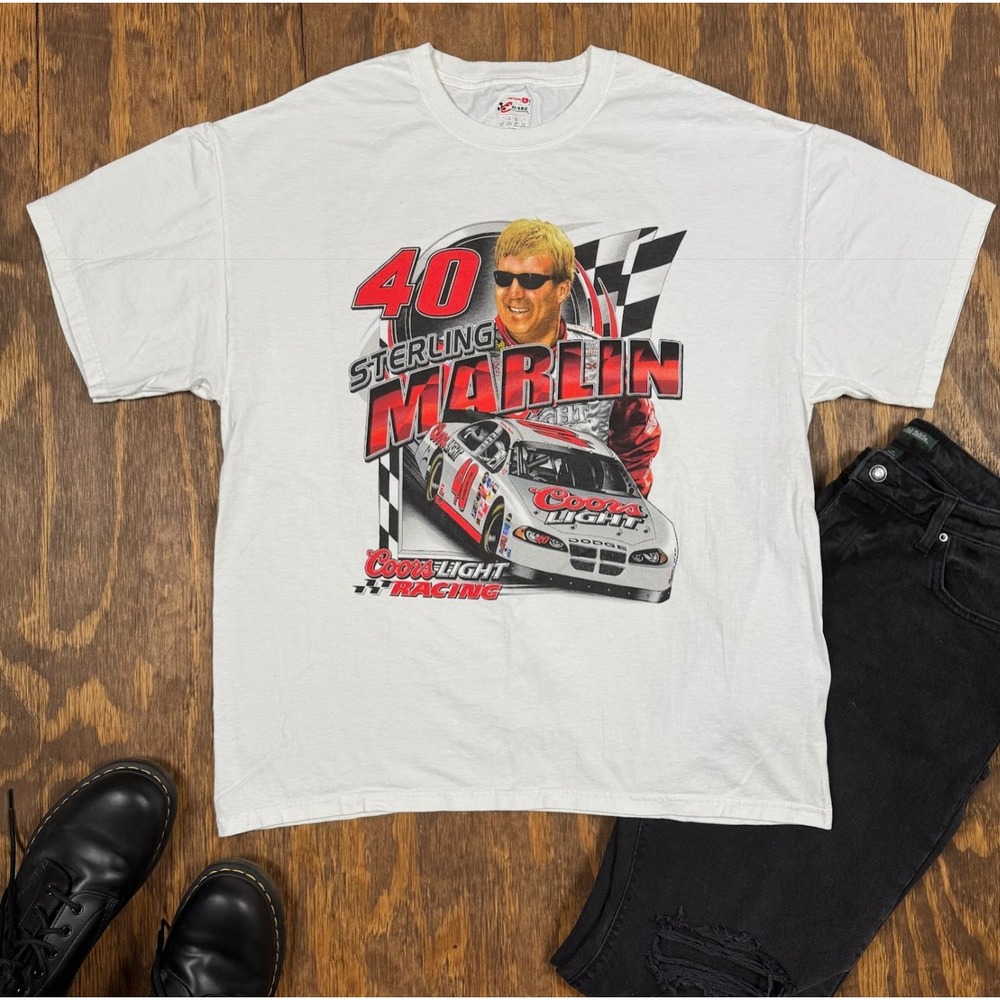 Sterling Marlin 40 Coors Light Racing NASCAR Double Sided Graphic Large Tee